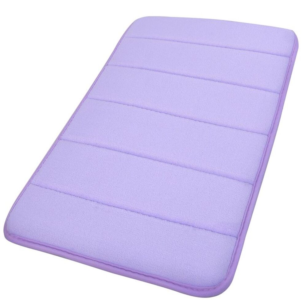 Velvet Memory Foam Bath Mat Soft Absorbent Bath Mat 24" x 16" Purple